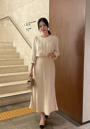 Maiden Wave Lace Three Quarter Sleeve Blouse